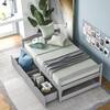 Harper & Bright Designs Contemporary Gray Wood Frame Twin Size Platform Bed with 2 Storage Drawers QHS214AAE