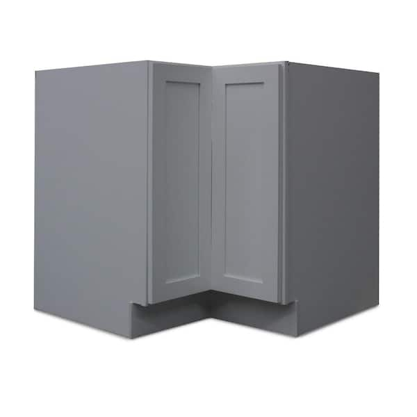 Krosswood Doors Grey Shaker Stock Ready To Assemble Lazy Susan Wall Kitchen Cabinet With 1 Door And Basket 33 In X 34 5 In X 24 In Gr Lsb33 W The Home Depot