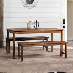 Dark Brown 3-Piece Wood Patio Dining Set