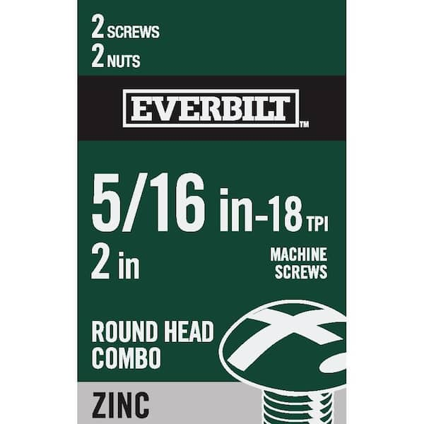 Everbilt 5/16 In.-18 X 2 In. Combo Round Head Zinc Plated Machine Screw ...