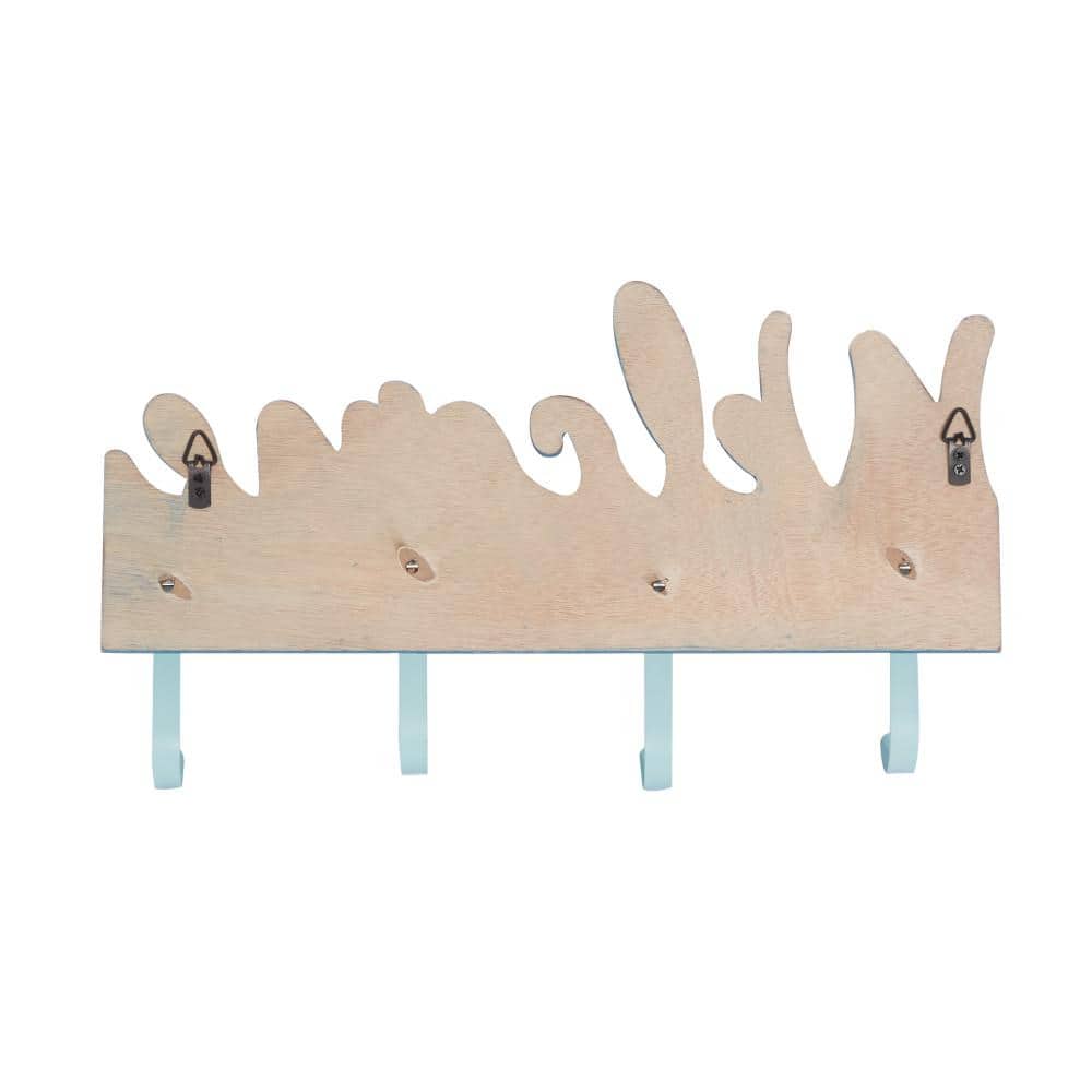 DecMode Blue Wood Coastal Wall Hook