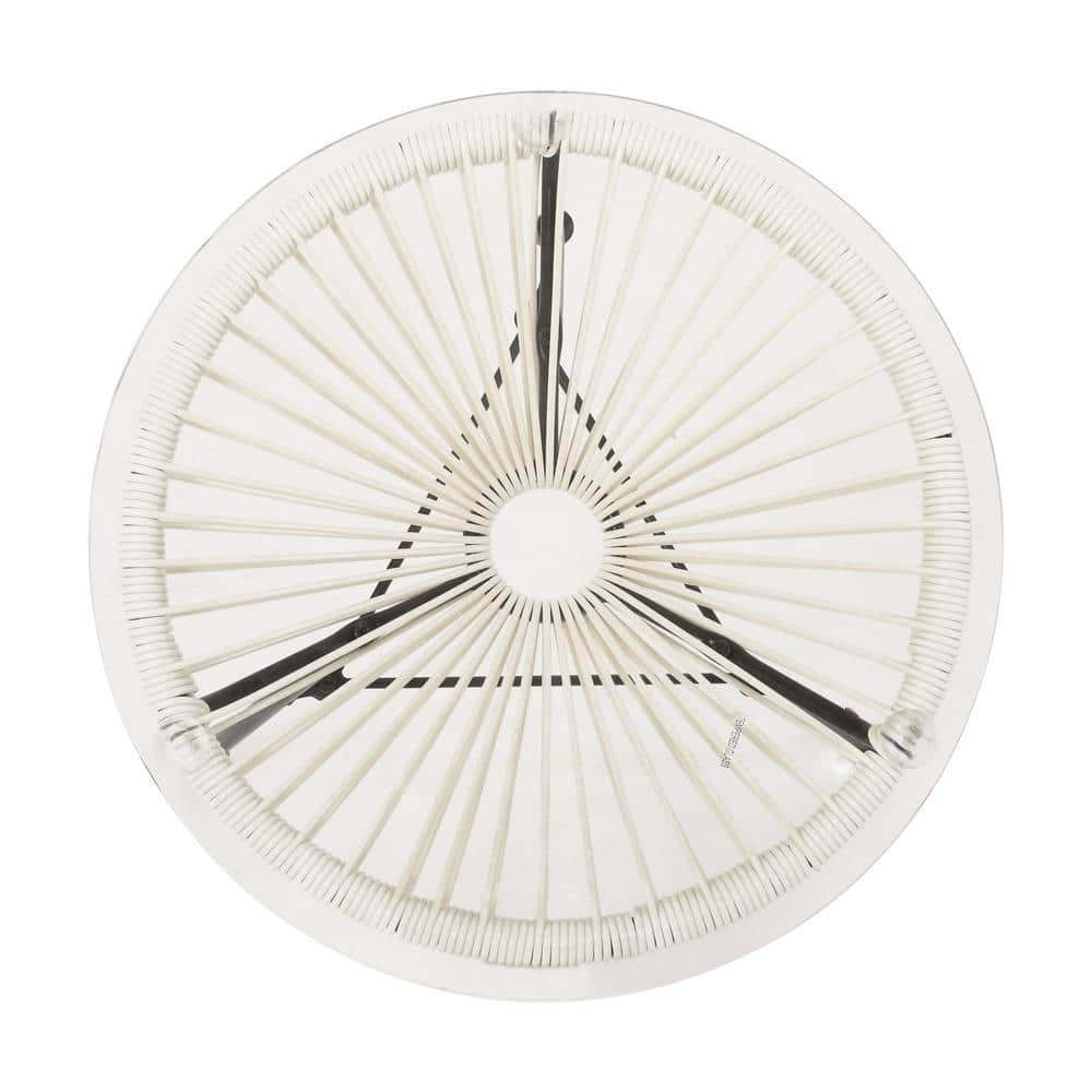 Modern White Iron and Glass Round Outdoor Side Table