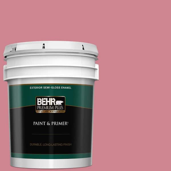 BEHR PREMIUM PLUS 5 gal. #130D-4 Rose Sachet Semi-Gloss Enamel Exterior Paint & Primer