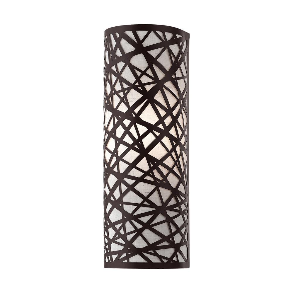 Allendale Bronze Bird Nest Design ADA Wall Sconce with Oatmeal Shade