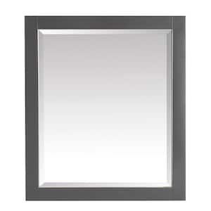 Allie 28 in. x 32 in. Framed Wall Mirror in Twilight Gray with Matte Gold Trim