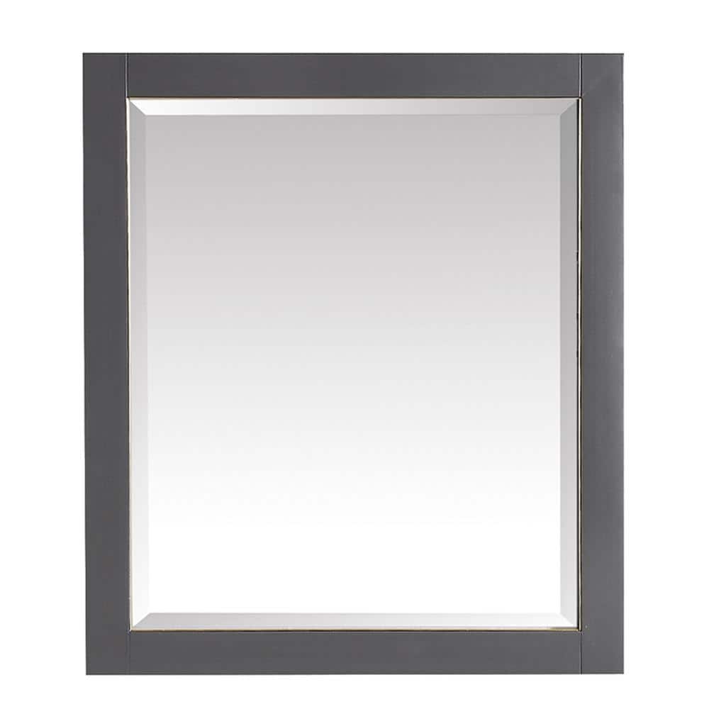 Austen 32" x 28" Twilight Gray Wood Framed Bathroom Vanity Mirror with Matte Gold Trim