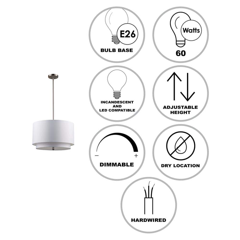 Schiffer Brushed Nickel 18" Drum Pendant with Ivory Shade