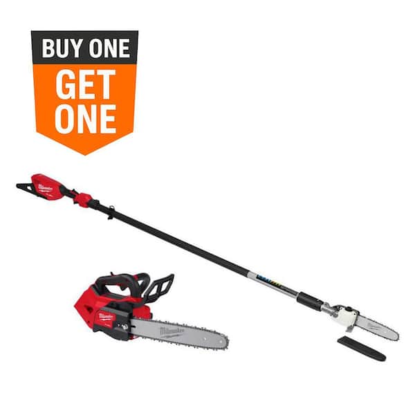 M18 FUEL 10 in 18V Lithium-Ion Brushless Cordless Battery Telescoping Pole Saw w/14 in Top Handle Chainsaw (2-Tool)