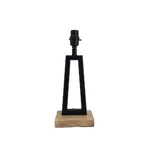 Mix and Match 13.75 in. H Matte Black and Faux Wood Accent Lamp Base - Title 20 Compliant