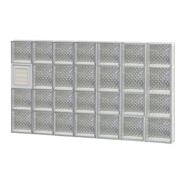Clearly Secure 40.25 in. x 25 in. x 3.125 in. Frameless Diamond Pattern Glass Block Window with Dryer Vent