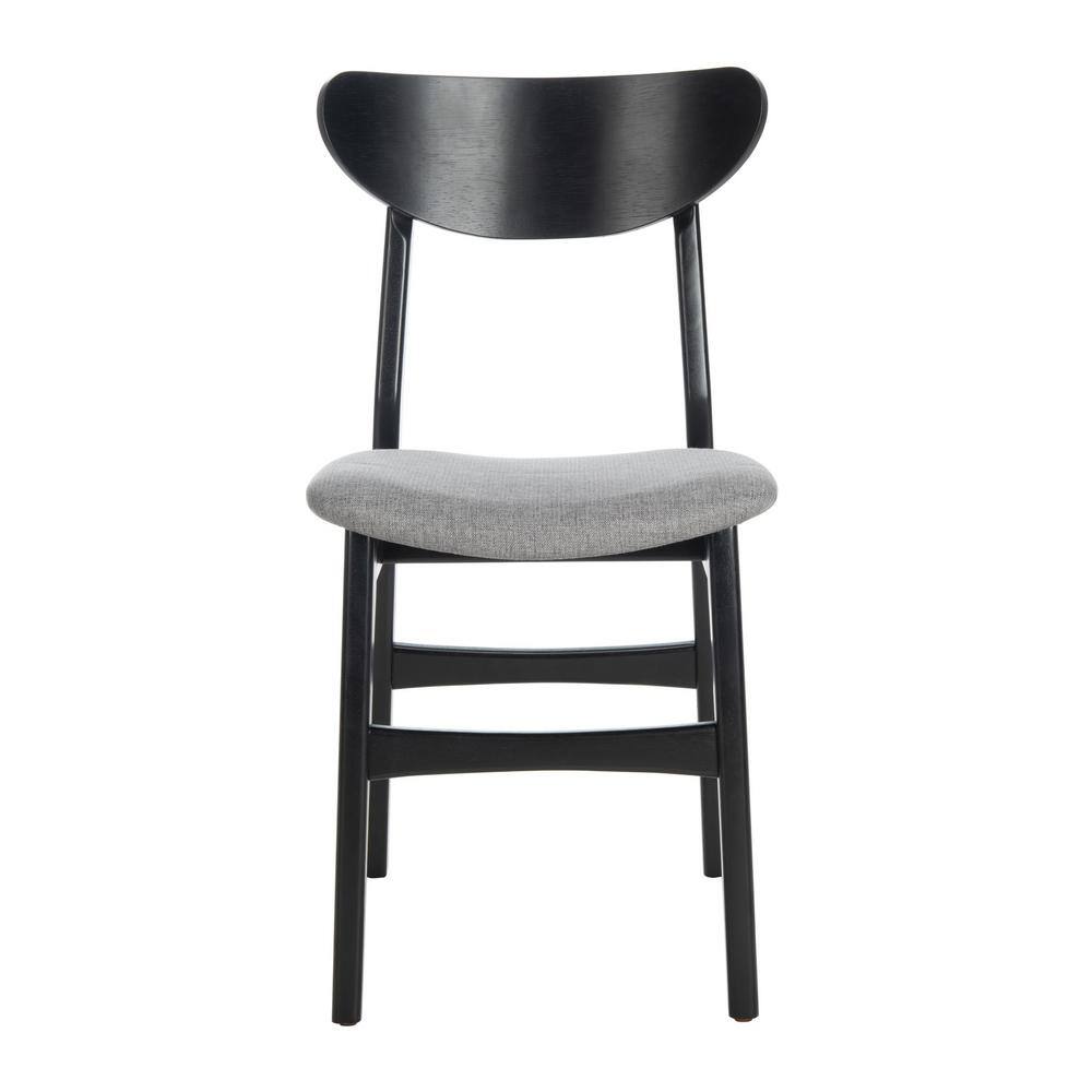 Lucca Black Wood Side Chair with Grey Cushion