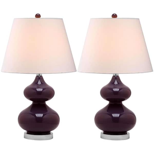 Safavieh Eva 24 In Dark Purple Double, Eva Colored Glass Table Lamp