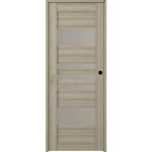 Leti 18 in. x 80 in. Left-Hand 5-Lite Frosted Glass Solid Core Shambor Wood Composite Single Prehung Interior Door