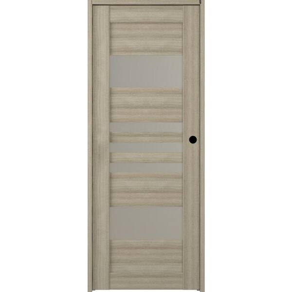 Belldinni Leti 18 in. x 80 in. Left-Hand 5-Lite Frosted Glass Solid Core Shambor Wood Composite Single Prehung Interior Door