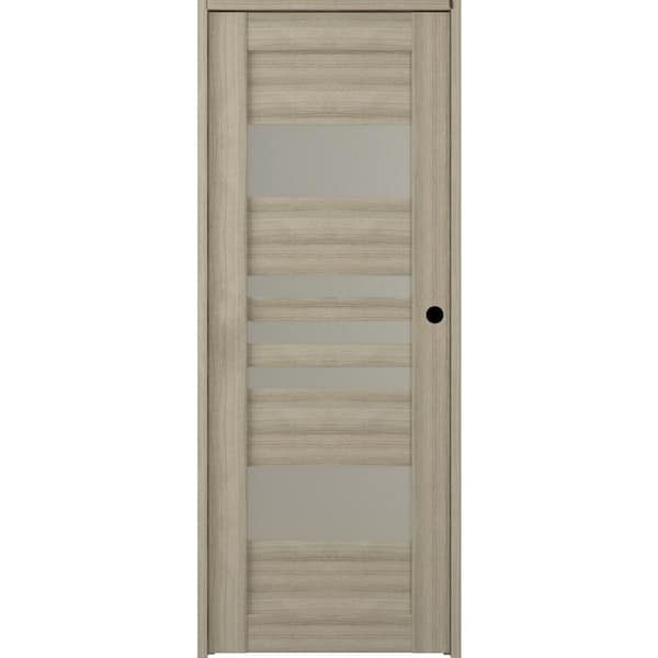 Belldinni Leti 24 in. x 80 in. Left-Hand 5-Lite Frosted Glass Solid Core Shambor Wood Composite Single Prehung Interior Door