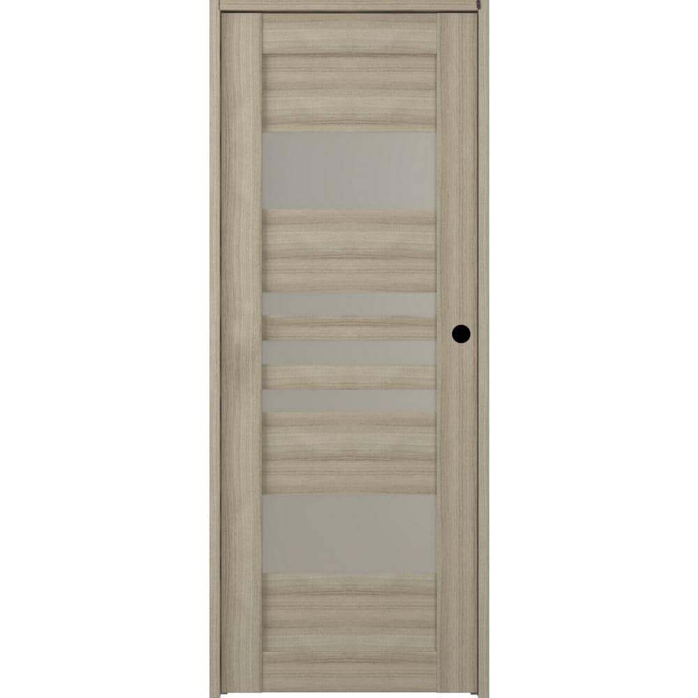 Leti 32 in. x 80 in. Left-Hand 5-Lite Frosted Glass Solid Core Shambor Wood Composite Single Prehung Interior Door price history on PriceWatchPro