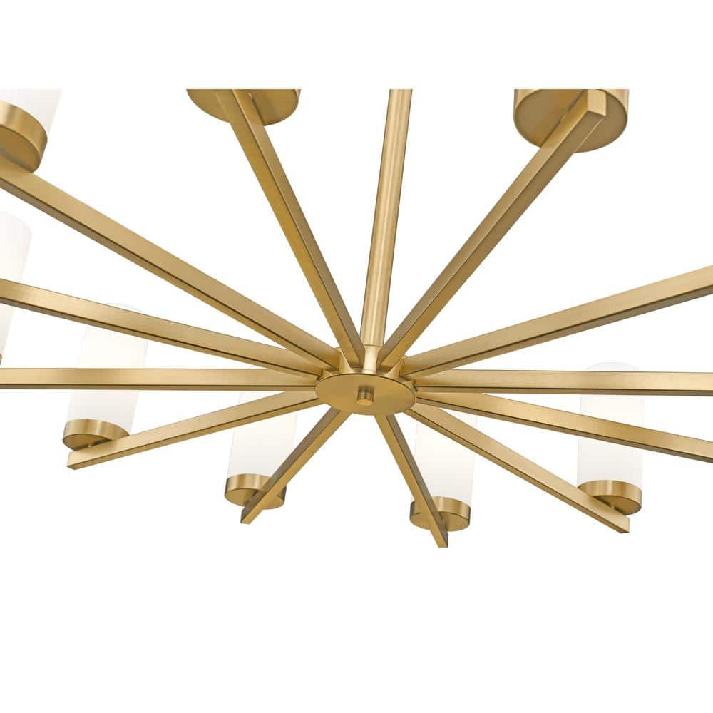 Modern Gold 12-Light Chandelier with Frosted Glass Shades