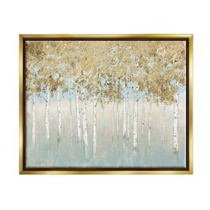 Abstract Gold Tree Landscape Painting by James Wiens Floater Frame Nature Wall Art Print 31 in. x 25 in.