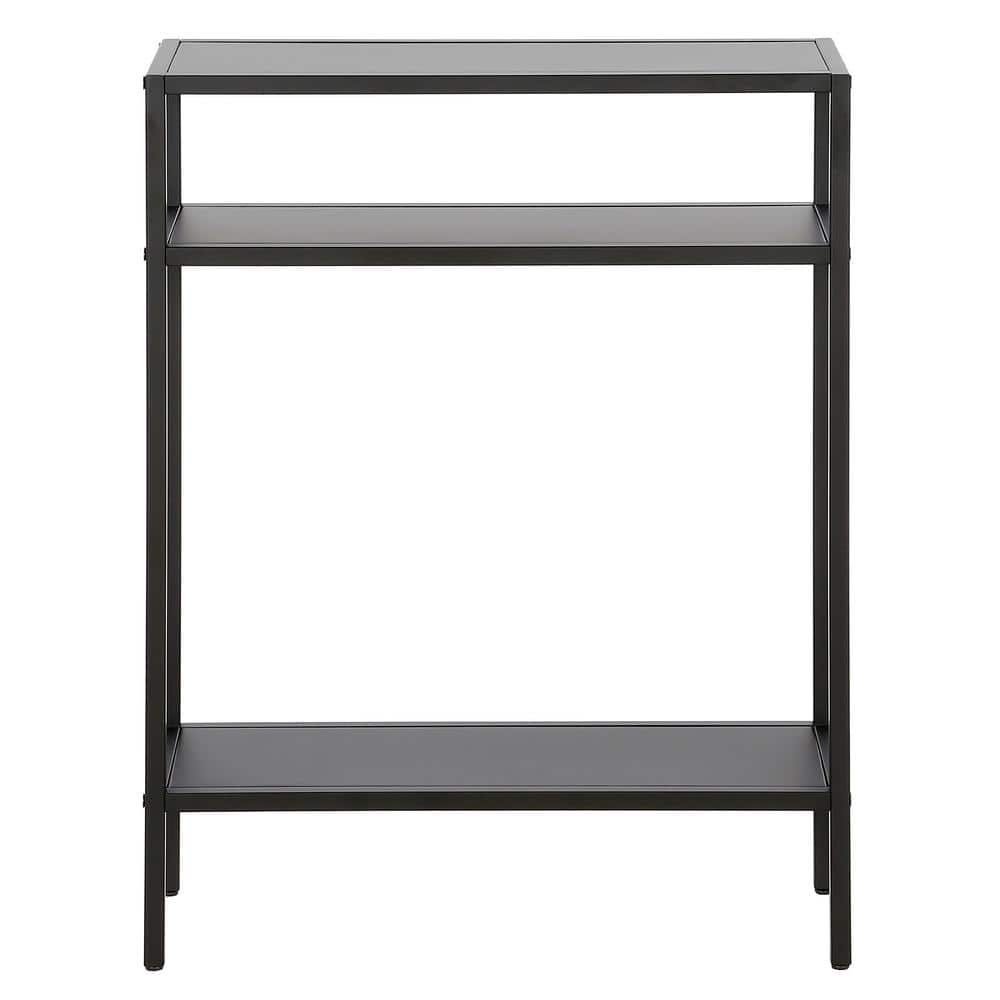 Ricardo Compact Blackened Bronze Console Table with Metal Shelves