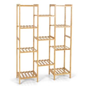 45 in. Tall Indoor/Outdoor Natural Bamboo Wood Plant Stand (11-Tiered)