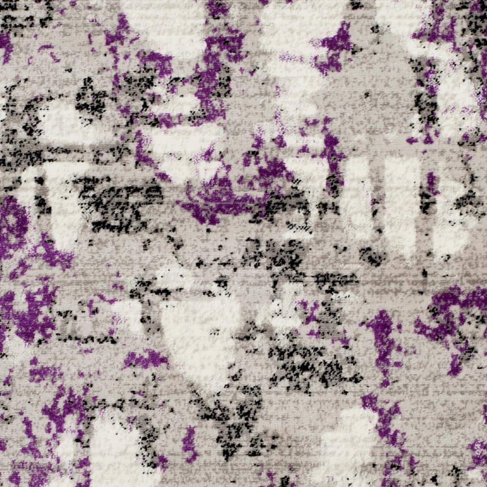 Skyler 4' x 6' Grey and Purple Abstract Synthetic Area Rug