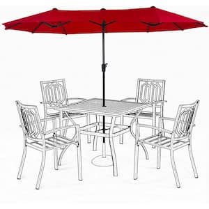 13 ft. Outdoor Market Double Sided Double Patio Umbrella with Crank Strong UV Protection Red