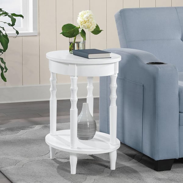 Convenience Concepts Classic Accents Brandi 19.75 in. White Standard Oval Wood End Table with Shelf
