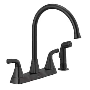 Parkwood Double Handle Standard Kitchen Faucet with Side Sprayer in Matte Black