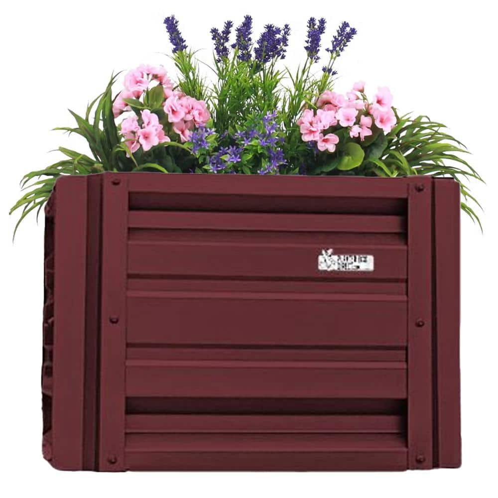 ALL METAL WORKS 24 Inch By 24 Inch Square Burgundy Metal Planter Box   Burgundy All Metal Works Raised Planter Boxes Pttm2x2x18 Burgundy 64 1000 