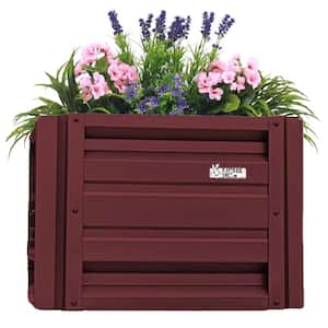 24 inch by 24 inch Square Burgundy Metal Planter Box