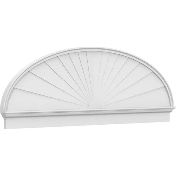 Ekena Millwork 2-3/4 in. x 86 in. x 28-3/8 in. Elliptical Sunburst Architectural Grade PVC Combination Pediment