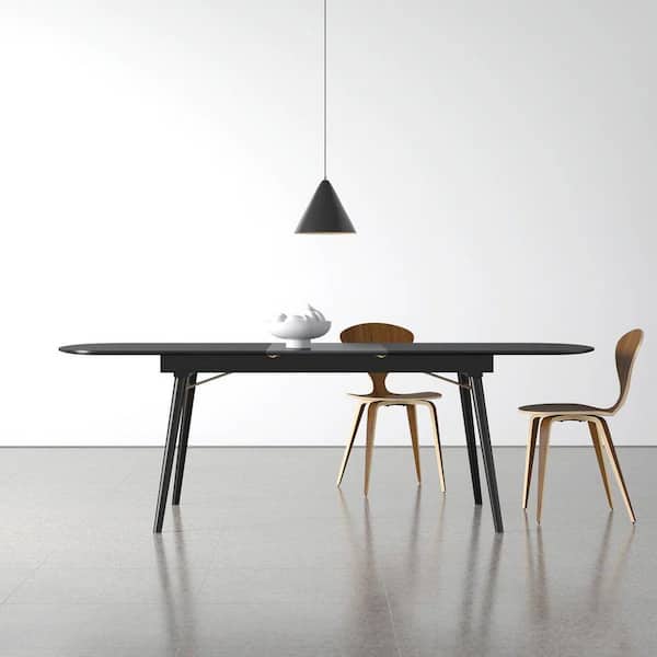 Addax Black Wood 71 in. 4-Legs Dining Table Seats-8