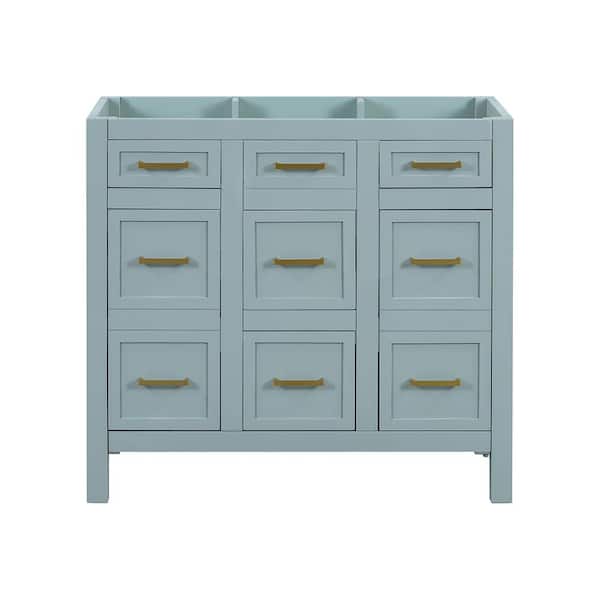 Aoibox 35 in. W x 18 in. D. x 34 in. H Freestanding Bath Vanity Cabinet without Top in Green with 4 Drawers and 2 Doors