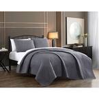 Yardley 3-Piece Charcoal Embossed Queen Quilt Set