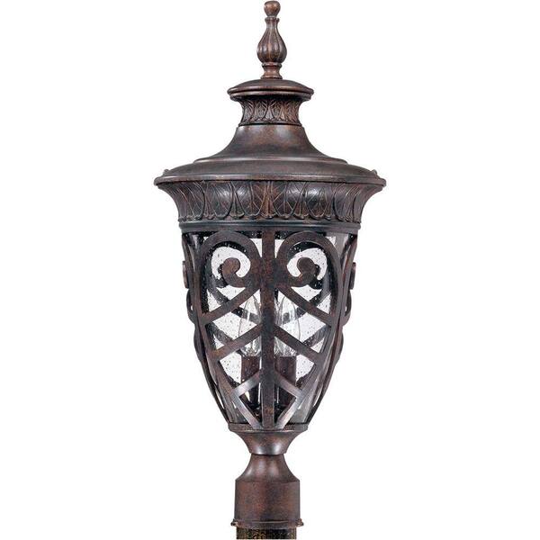 Glomar 3-Light Outdoor Dark Plum Bronze Incandescent Post Light