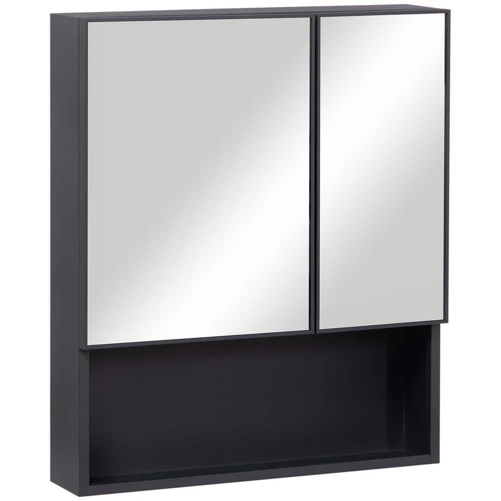 Milano Medicine Cabinet,Six External Shelves Mirror,Black Wengue