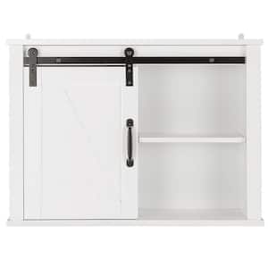 Bathroom Wall Bathroom Storage Cabinet w/2 Adjustable Shelves&Sliding Barn Door