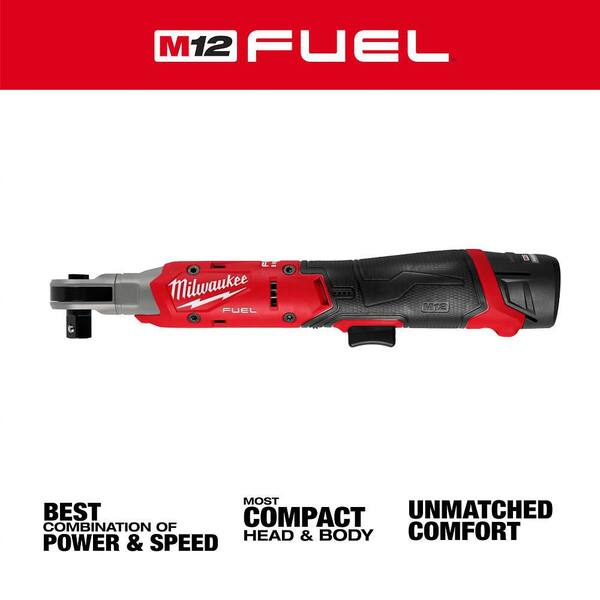 M12 FUEL 12V Lithium-Ion Compcat 1/2 in. Cordless Ratchet Kit with Battery, Charger, & 5. 0Ah Battery