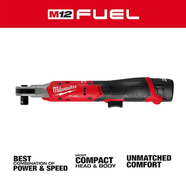 M12 FUEL 12V Lithium-Ion Compcat 1/2 in. Cordless Ratchet Kit with Battery, Charger, and 4. 0AH Starter Kit