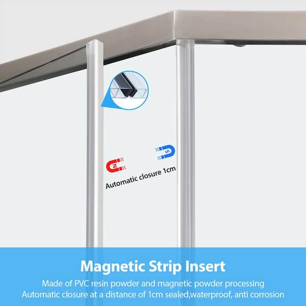 Shower Door 34-1/8 in. x 72 in. Semi-Frameless Neo-Angle Bifold Door Shower Enclosure in Brushed Nickel with Clear Glass