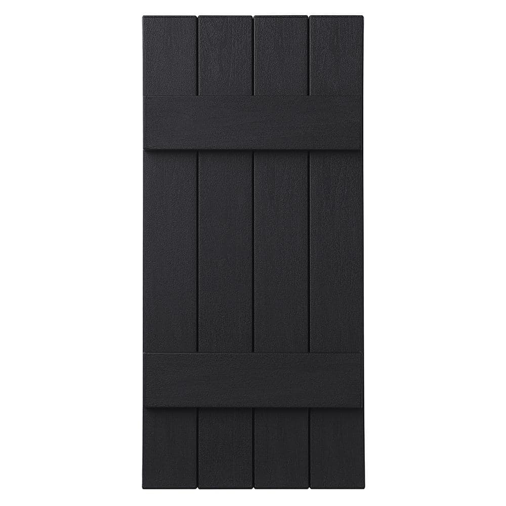 Ply Gem 15 in. x 35 in. Polypropylene 4 Board Closed Board and Batten Shutter Pair in Black