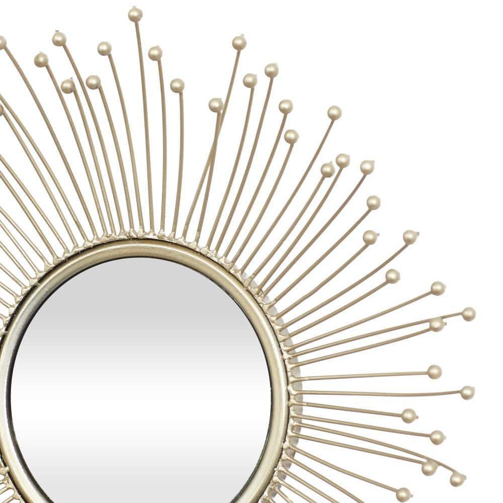 Glamorous Gold Starburst Round Wall Mirror Set of 3