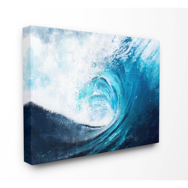 Stupell Industries "Cresting Ocean Wave Blue Beach Painting" by Ziwei Li Canvas Wall Art 20 in. x 16 in.