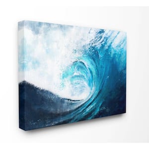 "Cresting Ocean Wave Blue Beach Painting" by Ziwei Li Canvas Wall Art 40 in. x 30 in.