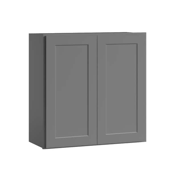 30 in. W x 12 in D x 30 in. H in. Shaker Grey Plywood Ready to Assemble Kitchen Wall Cabinet with Doors and Shelves