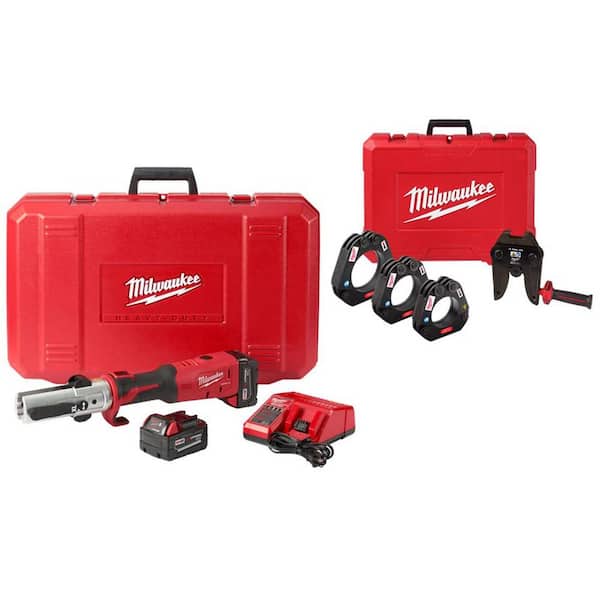 M18 18-Volt Lithium-Ion 1/2 in. to 1 in. FORCE LOGIC Long Throw Cordless Press Tool Kit w/ 3 Jaws, (2) 3.0 Ah Batteries