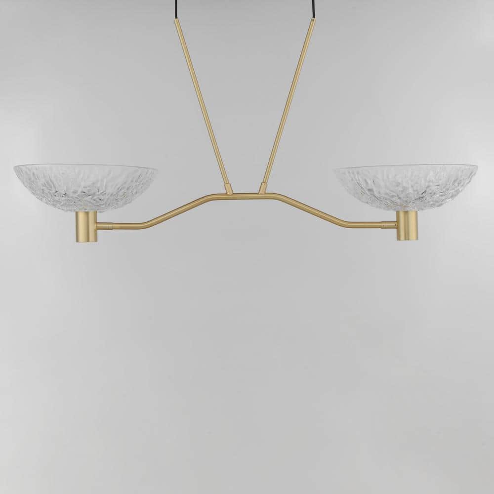 Satin Brass LED Pendant with Textured Glass Bowls