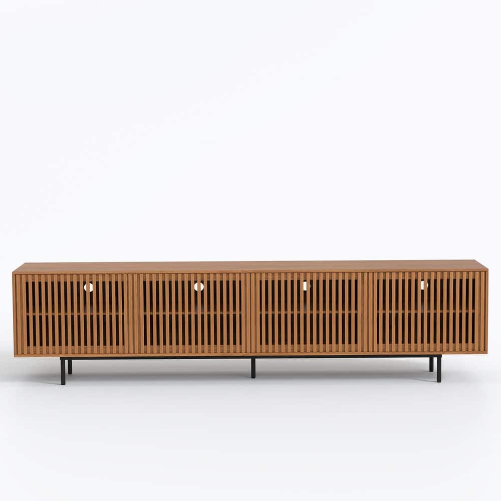 86.6 in. Walnut Rectangle MDF Console Table