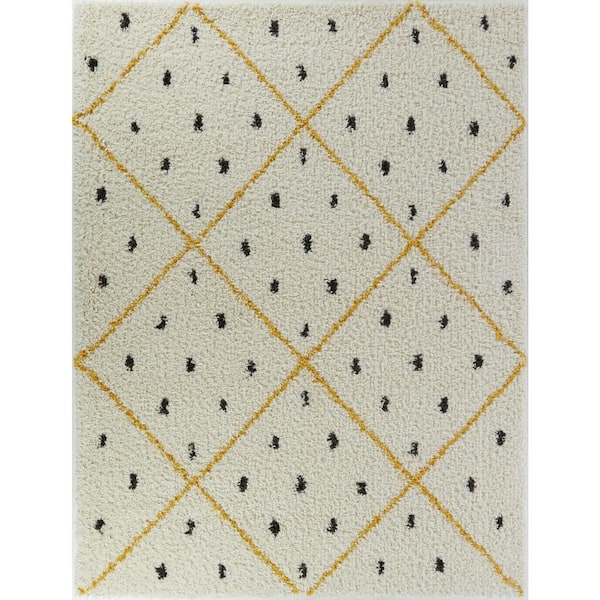 BALTA Taylor Yellow 8 ft. x 10 ft. Trellis Shag Area Rug