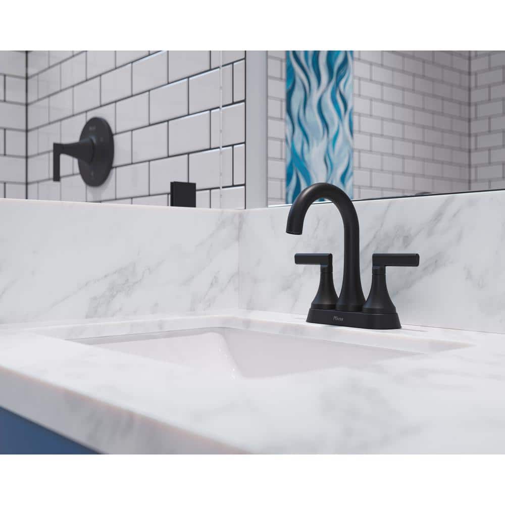Matte Black Double Handle High Arc Bathroom Faucet
